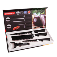 Ensemble de 4 couteaux de cuisine écologiques de haute qualité, couteaux à steak, couteaux de cuisine avec manche en plastique noir, vente en gros à prix réduit