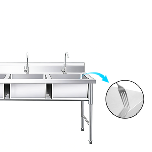 Évier commercial à trois bacs en acier inoxydable 201/304, revêtement <span class=keywords><strong>autonettoyant</strong></span>, résistant à la corrosion, facile d'entretien, du fabricant chinois - Product Image 4
