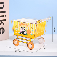 Boîte de rangement pour stylos en acrylique personnalisée en gros, motif de dessin animé, durable, boîte de rangement pour stylos gel, forme de chariot de courses, poussoir-tiroir