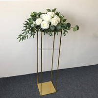 Vase de sol à fleurs en métal doré, support de fleurs à colonne, centre de table géométrique, vase pour décoration de table de mariage et de fête