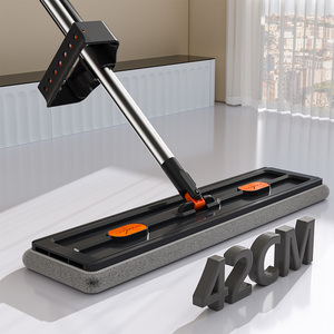 Chổi lau nhà sợi siêu mịn cán dài bằng thép không gỉ, có tấm nhựa tháo rời và đầu lau vải thay thế được - Product Image 1