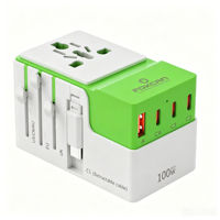 Adaptateur de voyage universel Foxcan International avec chargeur secteur Type-C, adaptateur multi-prises, courant nominal 10A, sécurité CE