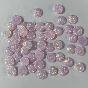 Opale de laboratoire ronde cabochon plate, pierre précieuse en vrac pour la fabrication de bijoux - Product Image 4