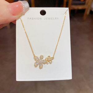Collares de Cobre Chapados <span class=keywords><strong>en</strong></span> Oro de 14K para Mujer, Delicados, Antideslustre, con Colgantes de Flor, Lazo y Corazón, Venta al Por Mayor - Product Image 3