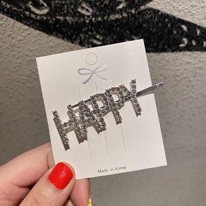 Goparty-Pinzas para el pelo con letras para mujer, horquillas con diamantes de imitación de cristal, accesorios para el cabello - Product Image 4