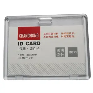 ID Card Badge Holder with Detachable Lanyard Heavy Duty Plastic Name Tag ID Card Holder for Business Card Offices Horizontal