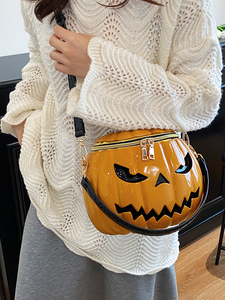 <span class=keywords><strong>Sac</strong></span> à bandoulière créatif et amusant pour femme, imperméable en PU, avec fermeture éclair, 20x15x10cm, doublure en polyester, pour Halloween - Product Image 5