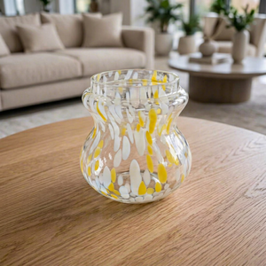 Vase en verre transparent pour confettis, soufflé à la main, style Murano, de haute qualité, porte-fleurs de table, centre de table décoratif pour Noël - Product Image 1