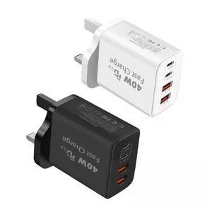 40w fast <b>charging</b> travel adapter 2a+2c mobile phone wall charger us eu uk <b>plug</b> 4 in 1 usb type c charger adapter - Product Image 3