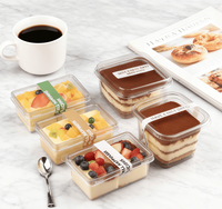 Boîtes d'emballage transparentes jetables en plastique PET écologique de 8 oz de qualité alimentaire pour gâteaux, forme personnalisée avec logo, pour desserts Tiramisu
