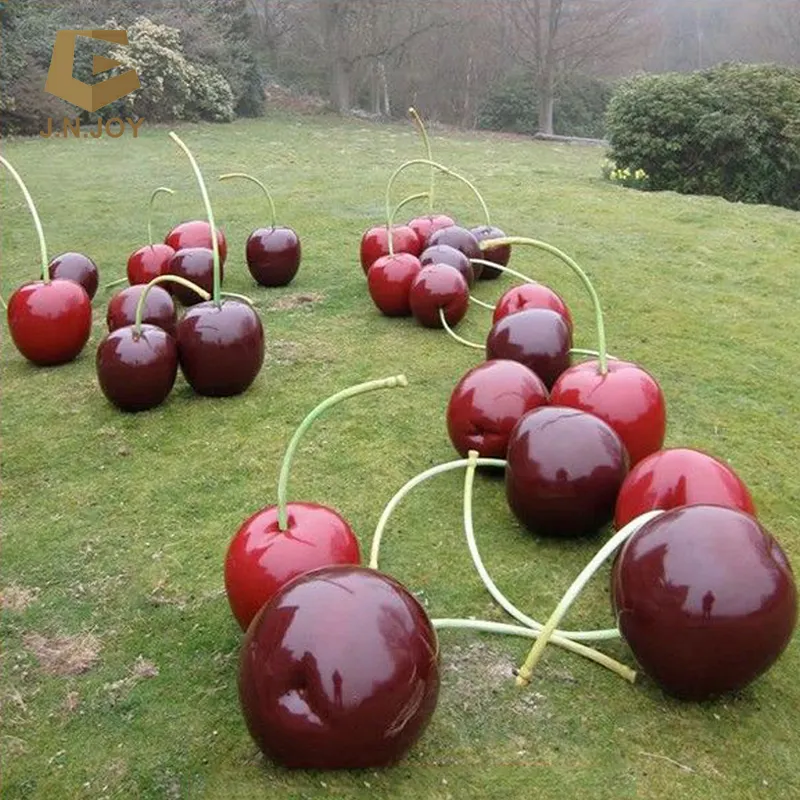 JN-RT-FS26 escultura de <span class=keywords><strong>cereja</strong></span> decorativa do jardim de frutas personalizada