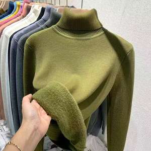 <span class=keywords><strong>Maglia</strong></span> a <span class=keywords><strong>Maglia</strong></span> da <span class=keywords><strong>Donna</strong></span> Casual a Collo Alto, Maglione Spesso a Maniche Lunghe Autunno Inverno Tinta Unita Slim in Pile Pullover per la Primavera - Product Image 5