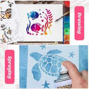 30ชิ้นสัตว์ทะเลมหาสมุทร Stencils ภาพวาดแม่แบบสัตว์ทะเล DIY รูปแบบลายฉลุ - Product Image 5