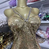 Robe longue sans manches à double bretelle et sequins pour femme, coupe ajustée sexy
