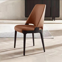 Chaises de salle à manger modernes et minimalistes en bois massif, tabourets à dossier en cuir véritable pour la maison, restaurants nordiques