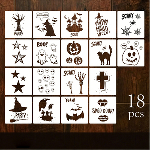 GF Halloween <span class=keywords><strong>Citrouille</strong></span> Expression Visage Fenêtre Décoration Pochoir Cadeau Enfant Peinture Murale Creuse Plastique Scrapbook Peinture - Product Image 1