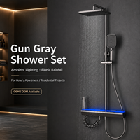 Ensemble de robinetterie de douche murale moderne en aluminium à 4 fonctions avec pommeau de pluie, douchette à main et bec encastré pour salle de bain, extérieur et appartement