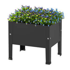 Lot de 2 jardinières surélevées en fer avec pieds, bac à plantes en métal pour extérieur, noir - Product Image 1