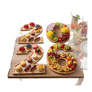 Wooden Digital <b>Tray</b> 20 Number Shape Decorative Serving <b>Tray</b> For Party <b>Snacks</b> Fruit Cheese Display - Product Image 5
