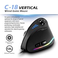 Souris de jeu verticale programmable personnalisée C-18 avec joystick filaire RGB 11 boutons 10000 DPI PMW3325 Souris optique pour PC Gamer