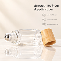 Flacons à bille en verre mat de 1 ml à 10 ml avec bouchon effet bois et billes en acier pour huiles essentielles et parfums, rechargeables