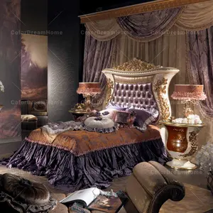 Rokoko klasik lüks yatak odası seti yatak odası mobilyası otel yatak tek