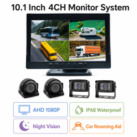 Système de surveillance DVR AHD 4 canaux 10,1 pouces pour camion et camping-car avec enregistrement quadruple 1080P, vision nocturne, caméra de véhicule étanche IP68
