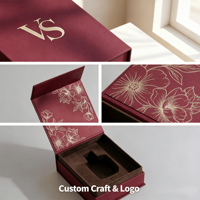 Boîte cadeau magnétique bordeaux avec livraison rapide mondiale, texture de qualité supérieure, style pliable, luxe classique
