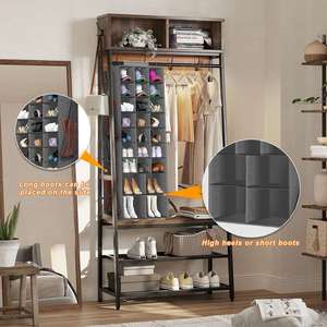 Collapsible <b>Shoe</b> Closet Organizers Closet Hanging <b>Shoe</b> Storage Rack Holder Shelves with 4 Large Side Pockets - Product Image 2