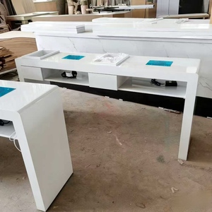 Mesa de Manicura Doble Minimalista, Mesa de Manicura Individual/Triple, Consola Roja para Salón de Uñas - Product Image 6