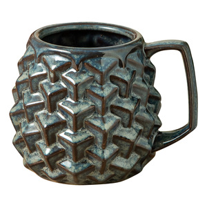 Taza de café de cerámica cocida en horno, gran capacidad, con asa, diseño creativo de cerámica rústica, para regalo. - Product Image 3