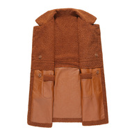 Manteau d'hiver mi-long et épais à col tailleur, veste ample en cuir pour femmes