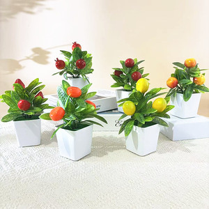Bonsái de Frutas Artificiales de 9.6 Pulgadas, Granada, Naranja, Limón, Decoración para el Hogar, Sala de Estar, Año Nuevo - Product Image 1