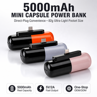 Batterie externe miniature de 5000 mAh, pré-chargeée et prête à l'emploi, format doigt, compacte et portable pour téléphone, voyages, extérieur et situations d'urgence