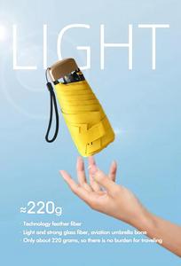 Parasol de poche mini format téléphone, pliable en 5, 2-en-1, protection UV, en pongee 190T, armatures métalliques, livraison rapide - Product Image 3