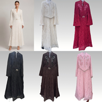 Robe longue plissée rose pâle pour femme, col mandarin, manches évasées, brodée, tenue modeste pour l'Aïd, vente en gros, nouveauté boutique