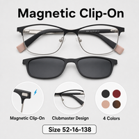 Lunettes optiques carrées deux-en-un à clipser pour femmes, monture métallique avec verres en PC, pour usage quotidien