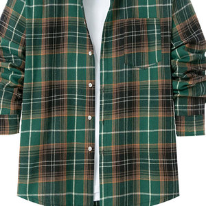 เสื้อเชิ้ตแขนยาวผ้าฝ้ายฟลานเนลสำหรับผู้ชาย ผลิตตามสั่ง OEM ระบายอากาศได้ดี สวมใส่สบาย คุณภาพสูง 100% - Product Image 6