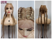 Perruque Synthétique Tressée LINDAL 4 Tresses, Devant en Dentelle Nouée à la Main, Prête à l'Expédition, Design Attrayant, Couleurs 1/27 Noir 1/99J 27/613 1/30 1b/613