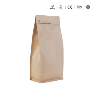 Bolsa de Papel Kraft con Fondo Plano y Cierre de Cremallera de 8 Lados, Bolsa Laminada para Café, Múltiples Tamaños: 0.22lb, 0.5lb, 1.10lb, 2.20lb, MOQ Bajo - Product Image 1