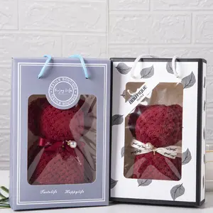 OEM Customized Wedding Gift 30*30cm 35*75cm Soft Towel Bear Doll with Custom Logo Woven Face Bath Towel Set Box Wholesale Cheap