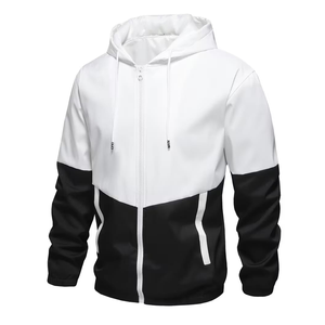 Custom Factory High Quality <b>White</b> Black Color Block Hooded Windbreaker Track Jacket And <b>Jogger</b> Pants Set <b>Mens</b> Tracksuits - Product Image 3