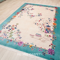 Alfombra de Área Anudada a Mano YILONG de 2x3m, Alfombras de Seda Hechas a Mano con Arte Decorativo Chino
