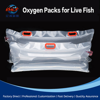 Sac à oxygène pour poissons vivants, logo personnalisé imprimable, pochette de transport gonflable transparente avec poignée de transport en plastique