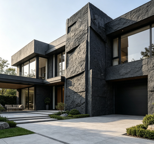 Revêtement <span class=keywords><strong>en</strong></span> pierre flexible à grain grossier gris foncé pour les extérieurs de villas modernes de luxe et les façades commerciales PU - Product Image 1