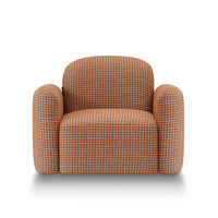 Fauteuil d'appoint incurvé en terracotta, motif pied-de-poule, moderne et rembourré, pour lecture, chambre, salon, appartement