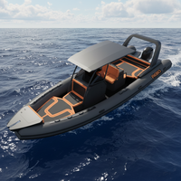 Bateau pneumatique RIB 860 à coque en aluminium en V profond de 28,7 pieds, à grande vitesse, avec T-Top, en Hypalon/PVC