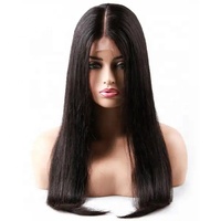 CLJhair Alibaba Perruques de Cheveux Humains Longs Vierges Remy Bruts Indiens à Cuticules Alignées, Entièrement Transparentes pour Dentelle, Ajustables, pour Femmes Noires