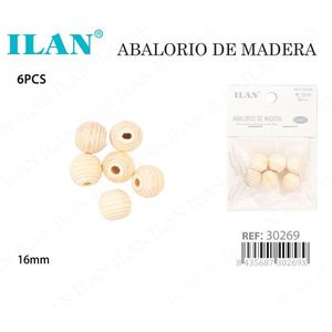 Perline in legno naturale Ilan da 16 mm, perline rotonde in legno per la creazione di gioielli - Product Image 3