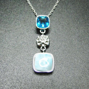 Collar con Colgante de Plata de Ley S925 con Hermoso Larimar Azul Natural, Nueva Colección Más Popular para Mujer - Product Image 2